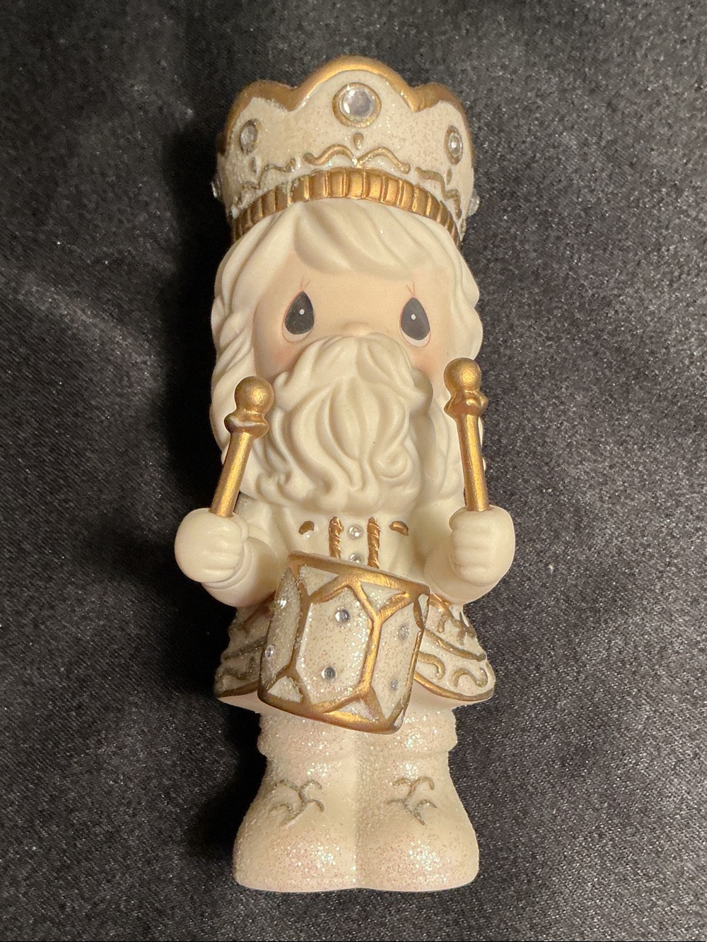 Precious Moments Ivory and Gold Ceramic Nutcracker Figurine Decorative Home Art